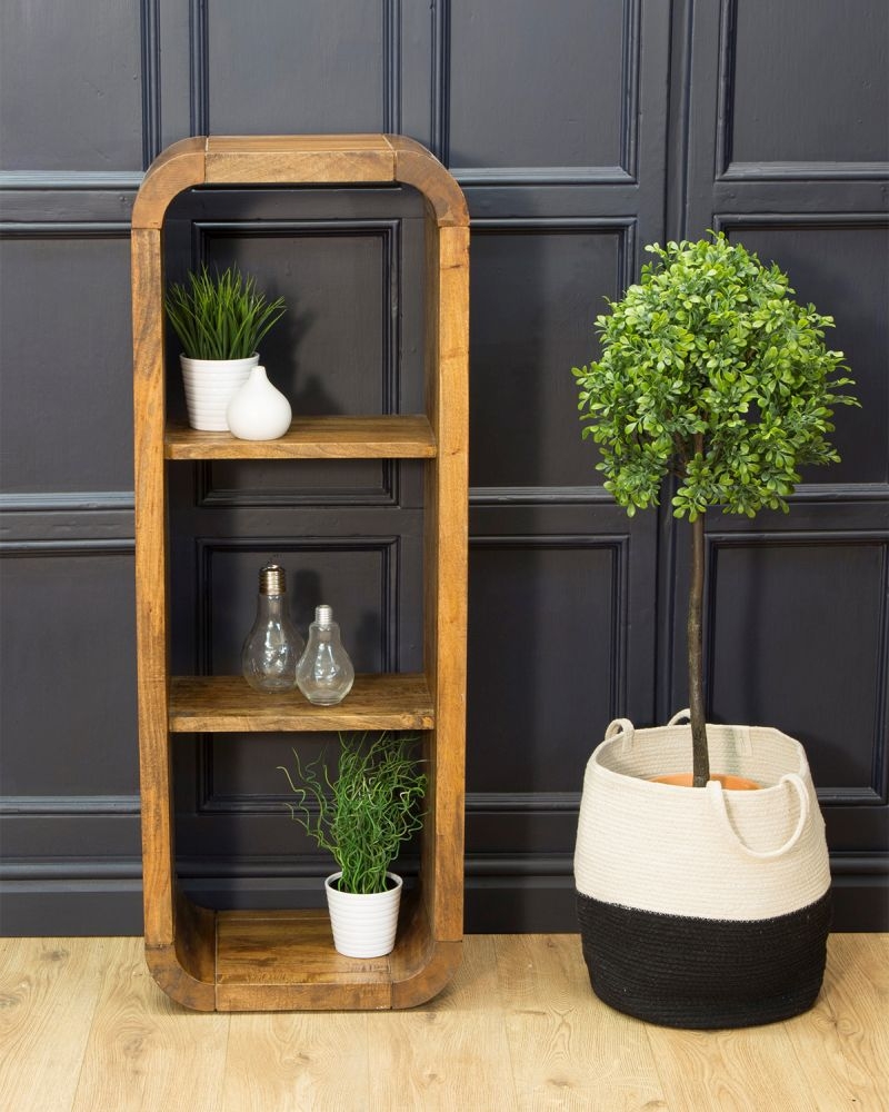 Curved Edge Mango Wood Tall Bookshelf