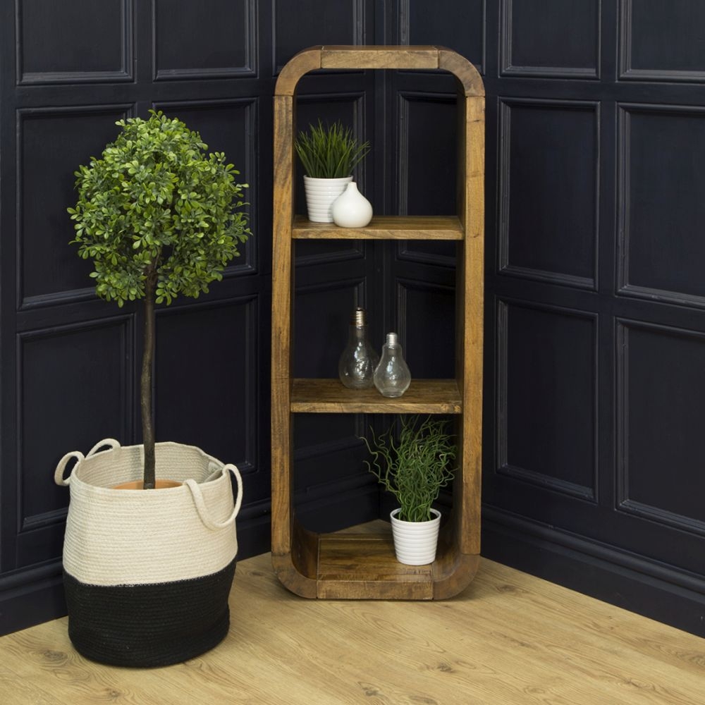Curved Edge Mango Wood Tall Bookshelf