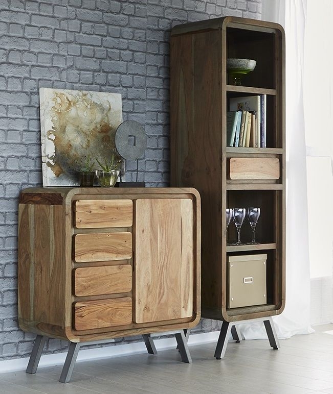 Dalhousie Industrial Acacia Wood Narrow Bookcase