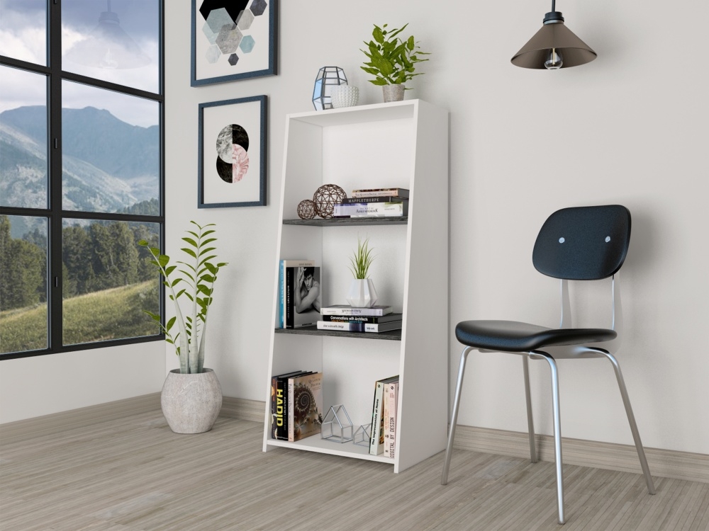 Dallas Low Bookcase - White and Grey