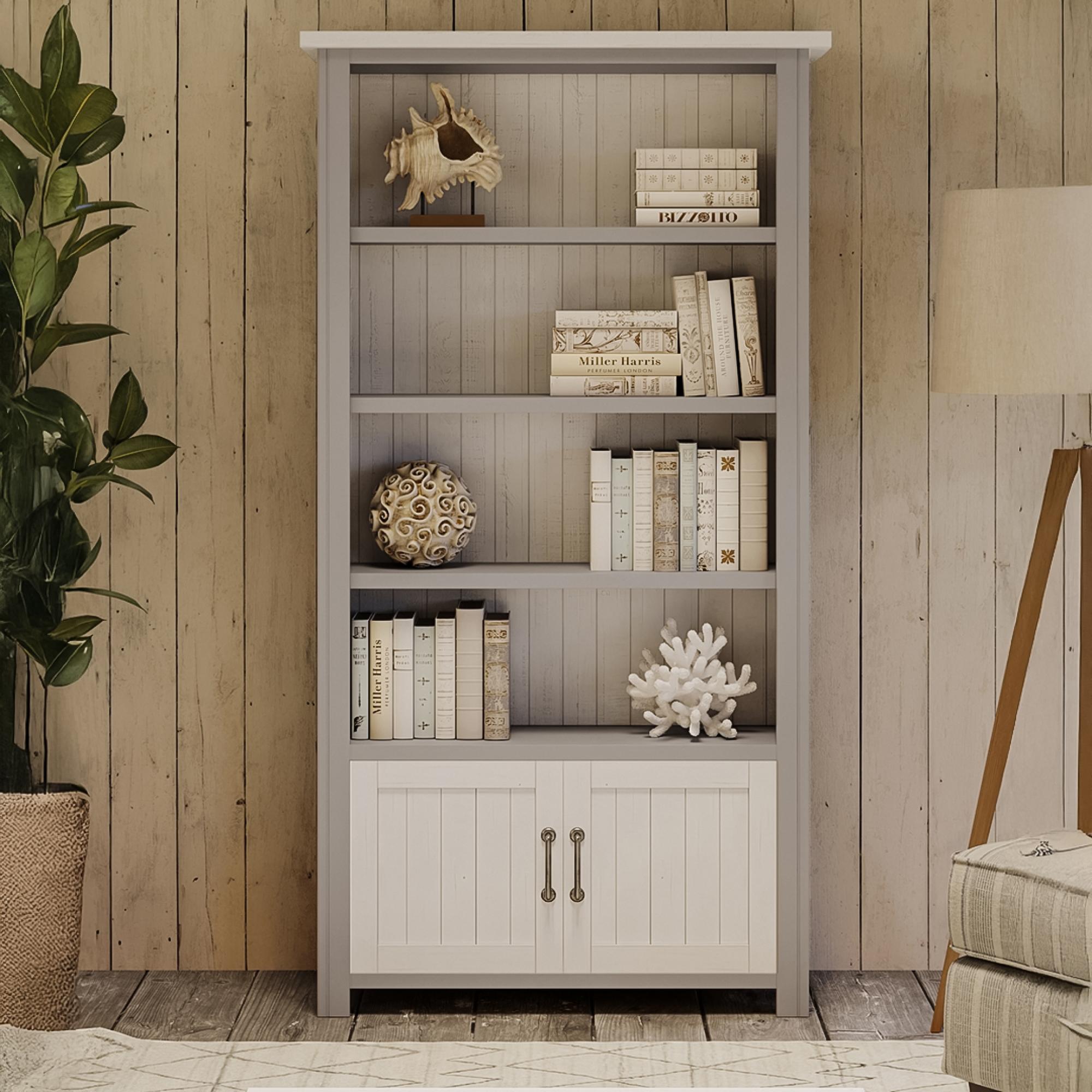 Greystone Reclaimed Wood Open Bookcase - Large - 2 Door