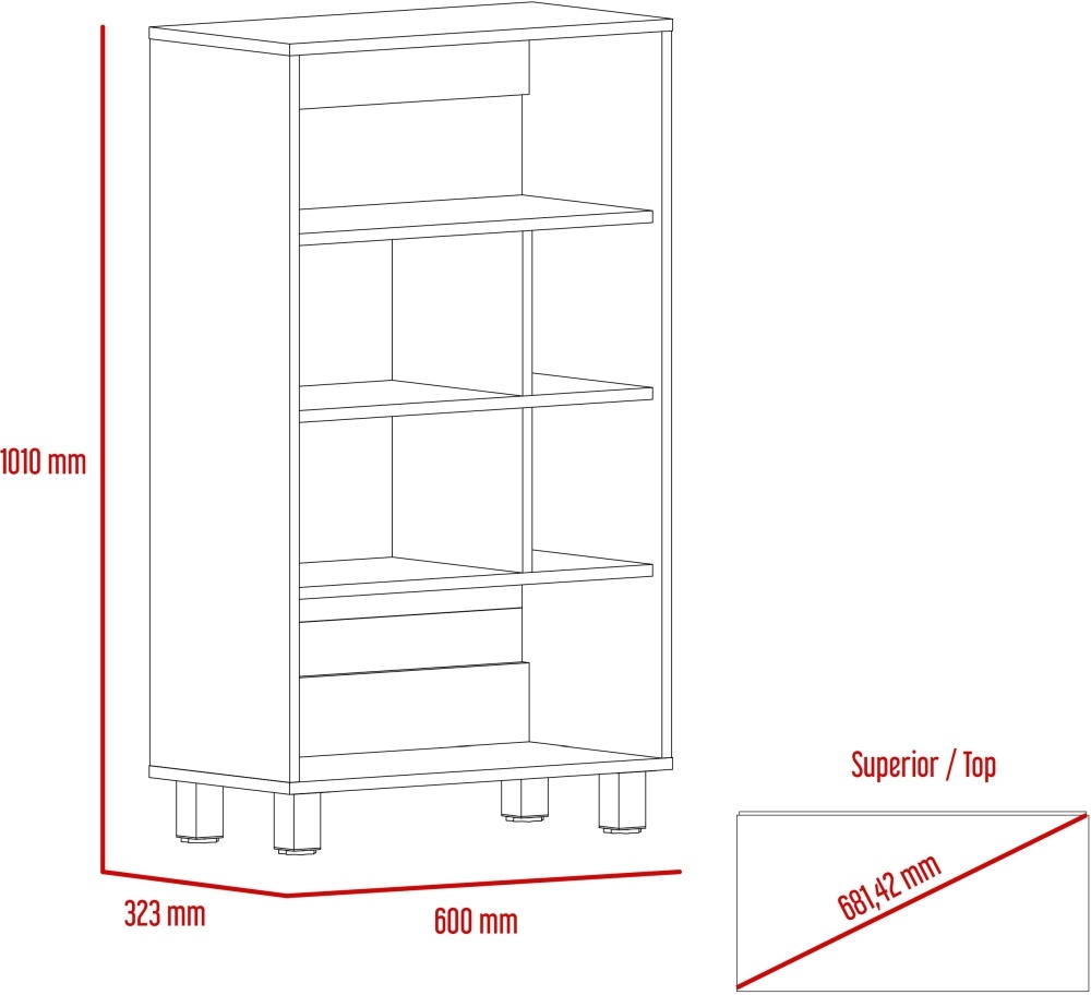 Harvard Display Bookcase - Grey Wood