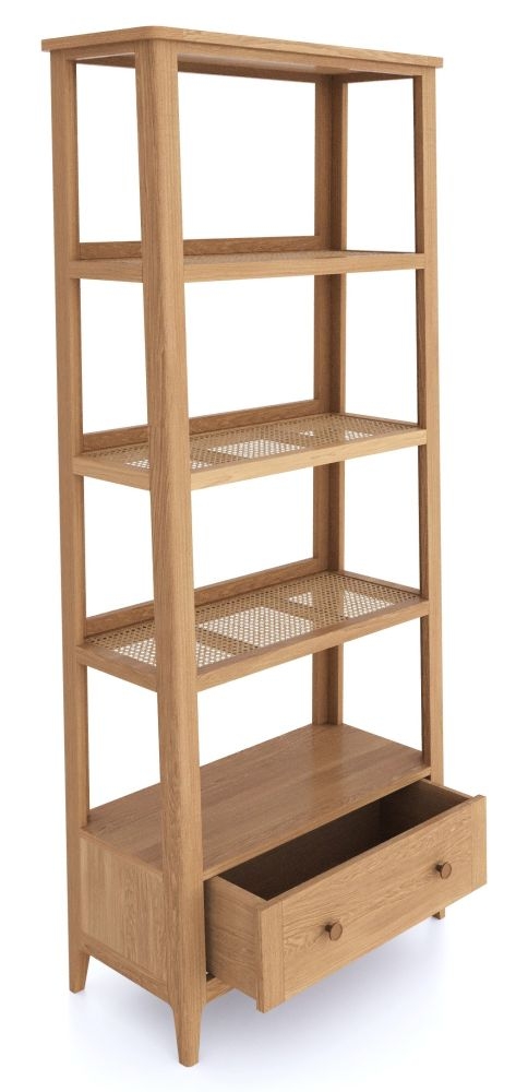 Henley Oak and Rattan Tall Bookcase