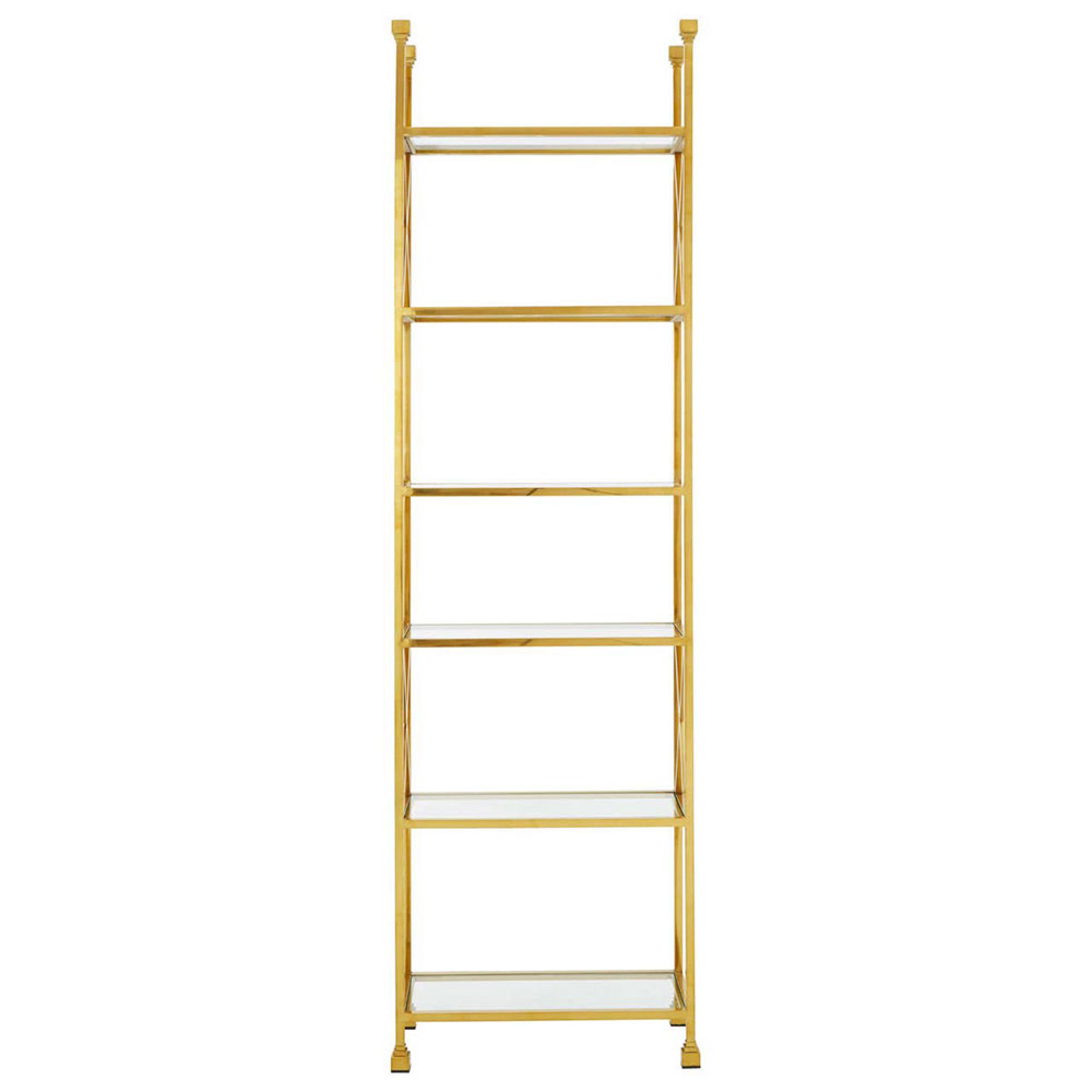 Horizon Open Shelving Unit - Clear Glass with Gold Metal