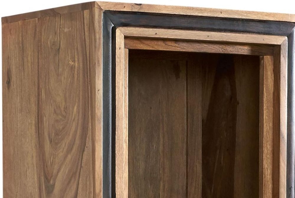 Hubli Solid Sheesham Wood Tall Display Unit with Wine Rack