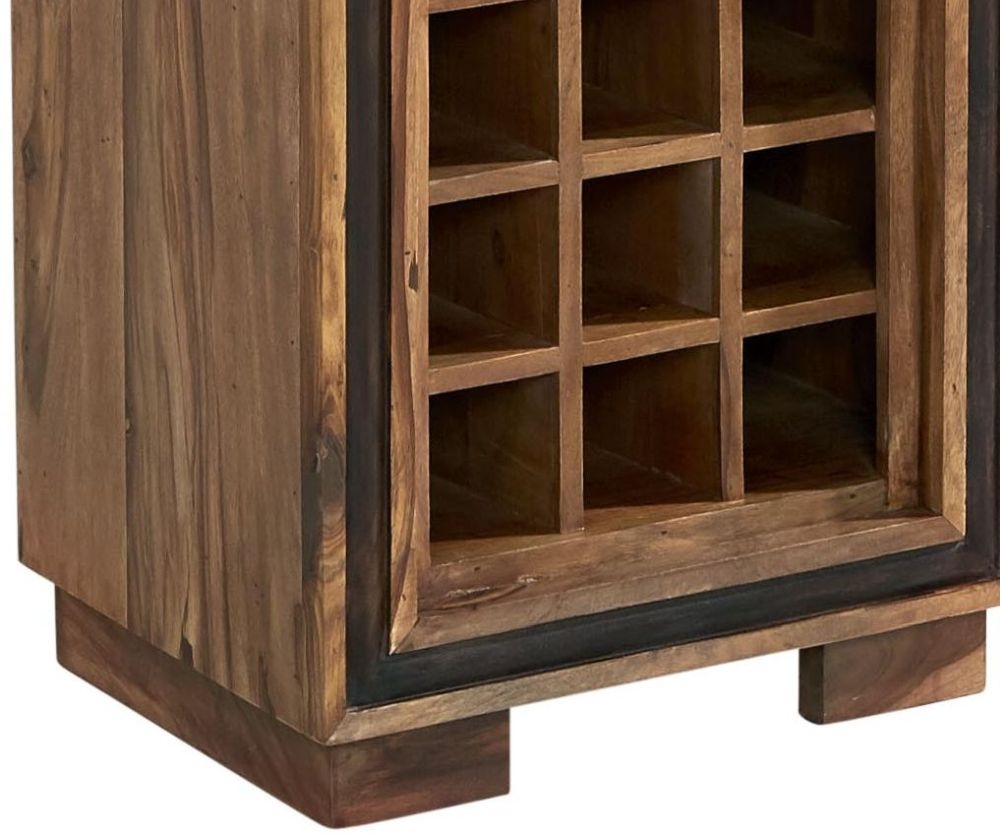 Hubli Solid Sheesham Wood Tall Display Unit with Wine Rack