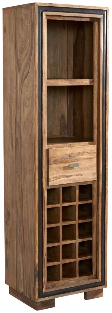 Hubli Solid Sheesham Wood Tall Display Unit with Wine Rack