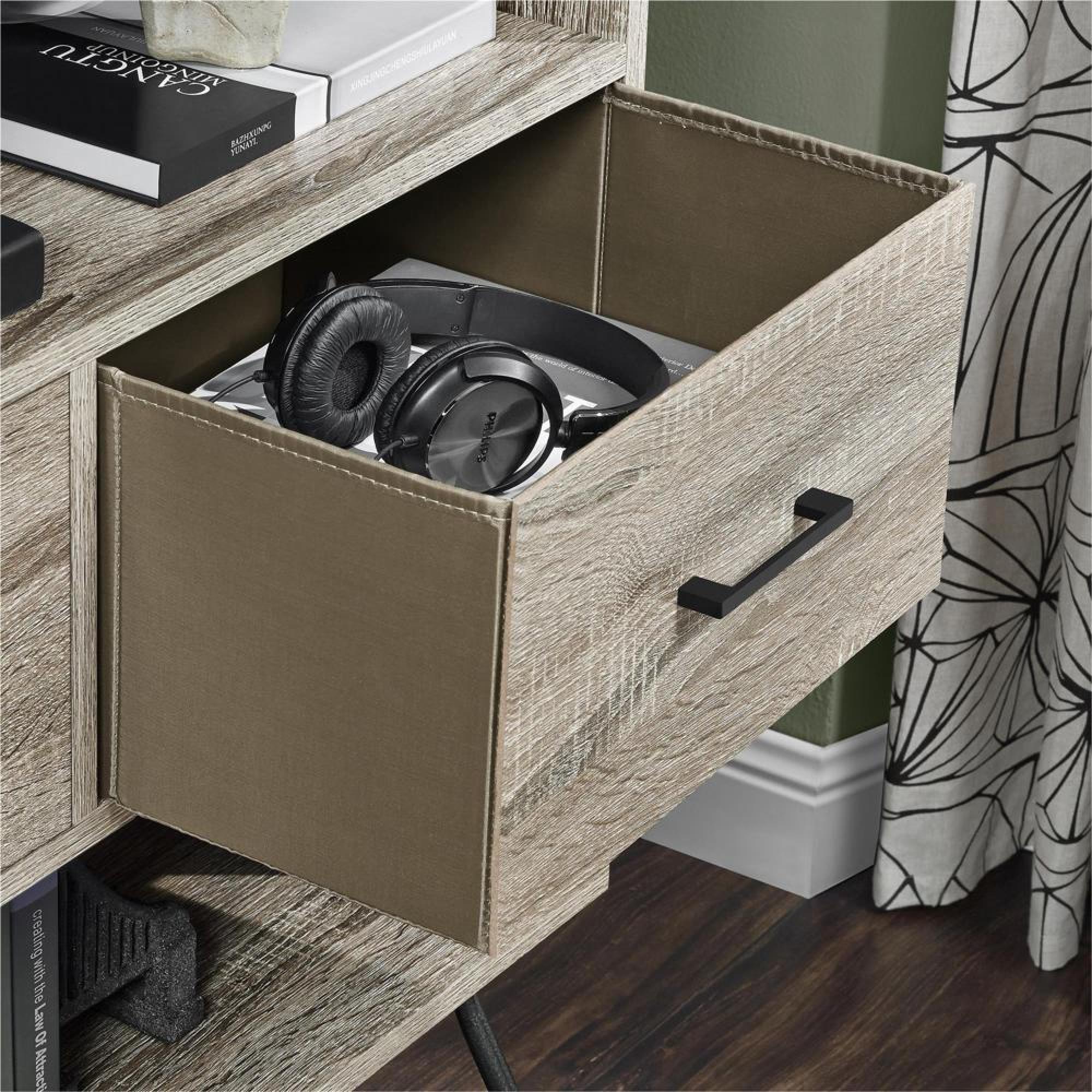 Landon Retro Bookcase - Distressed Grey Oak - 9654096PCOMUK