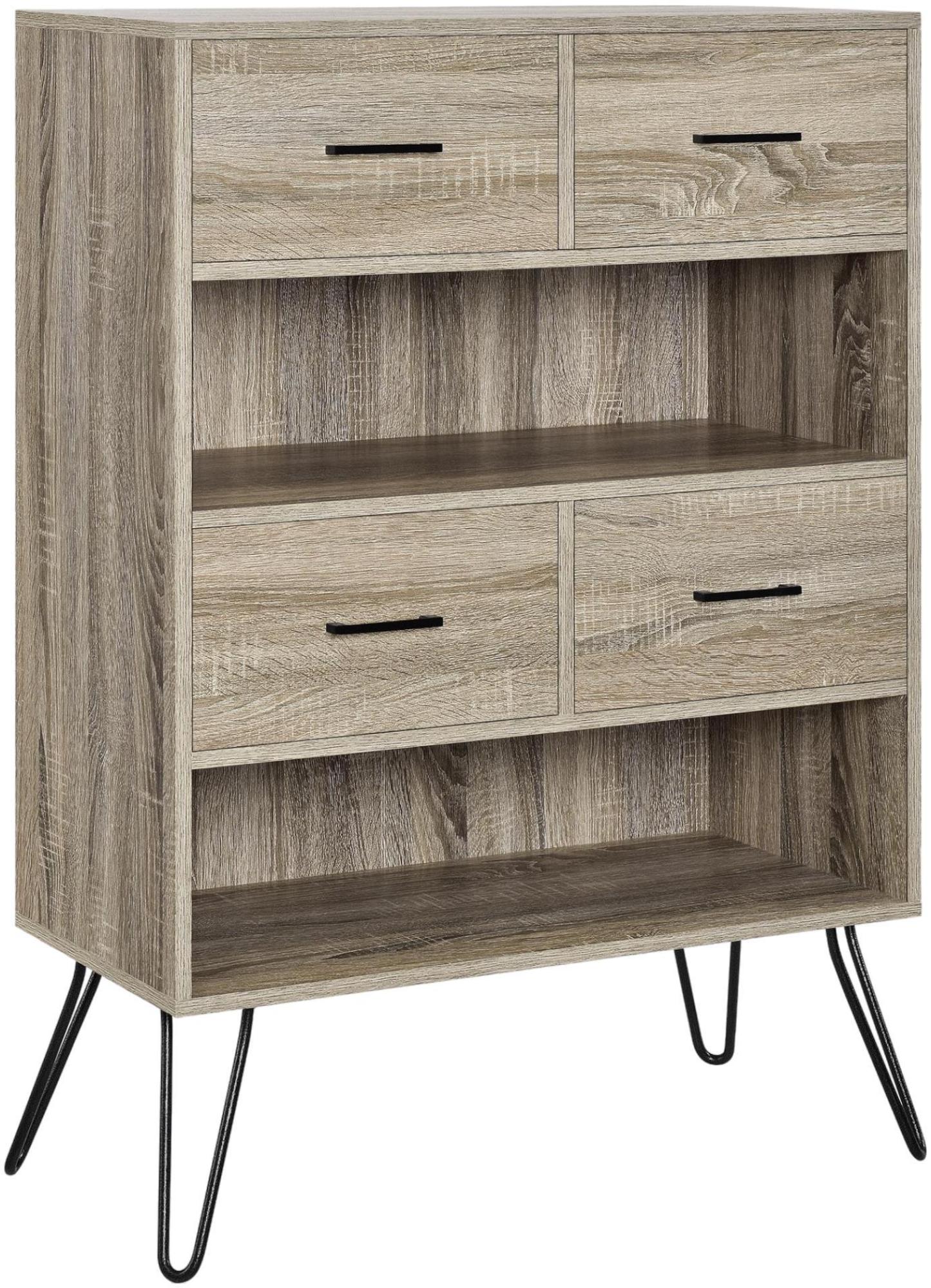 Lebanon Retro Bookcase in Distressed Grey Oak - 9654096PCOMUK