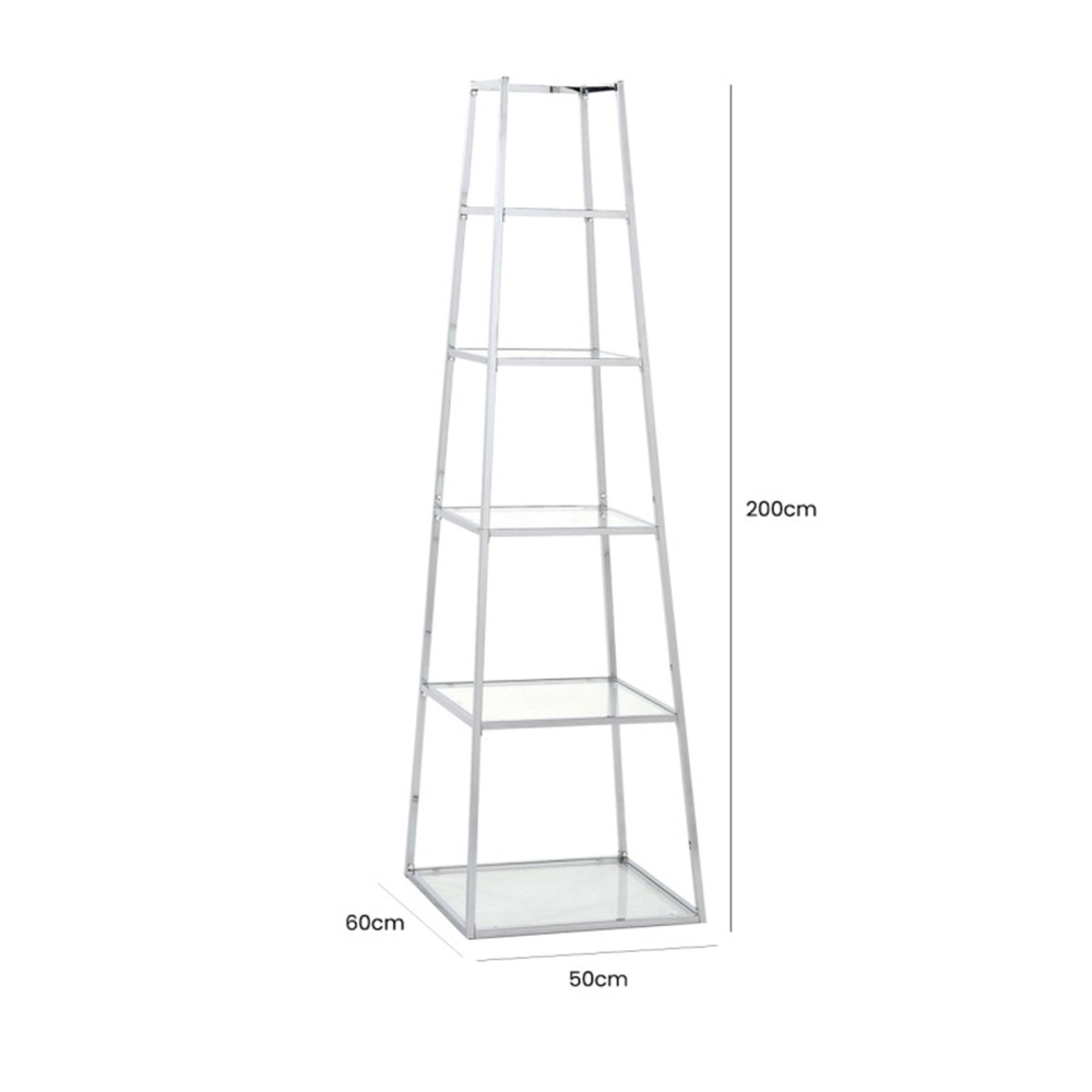 Logan Shelving Unit - Ladder - Clear Glass and Chrome - Open