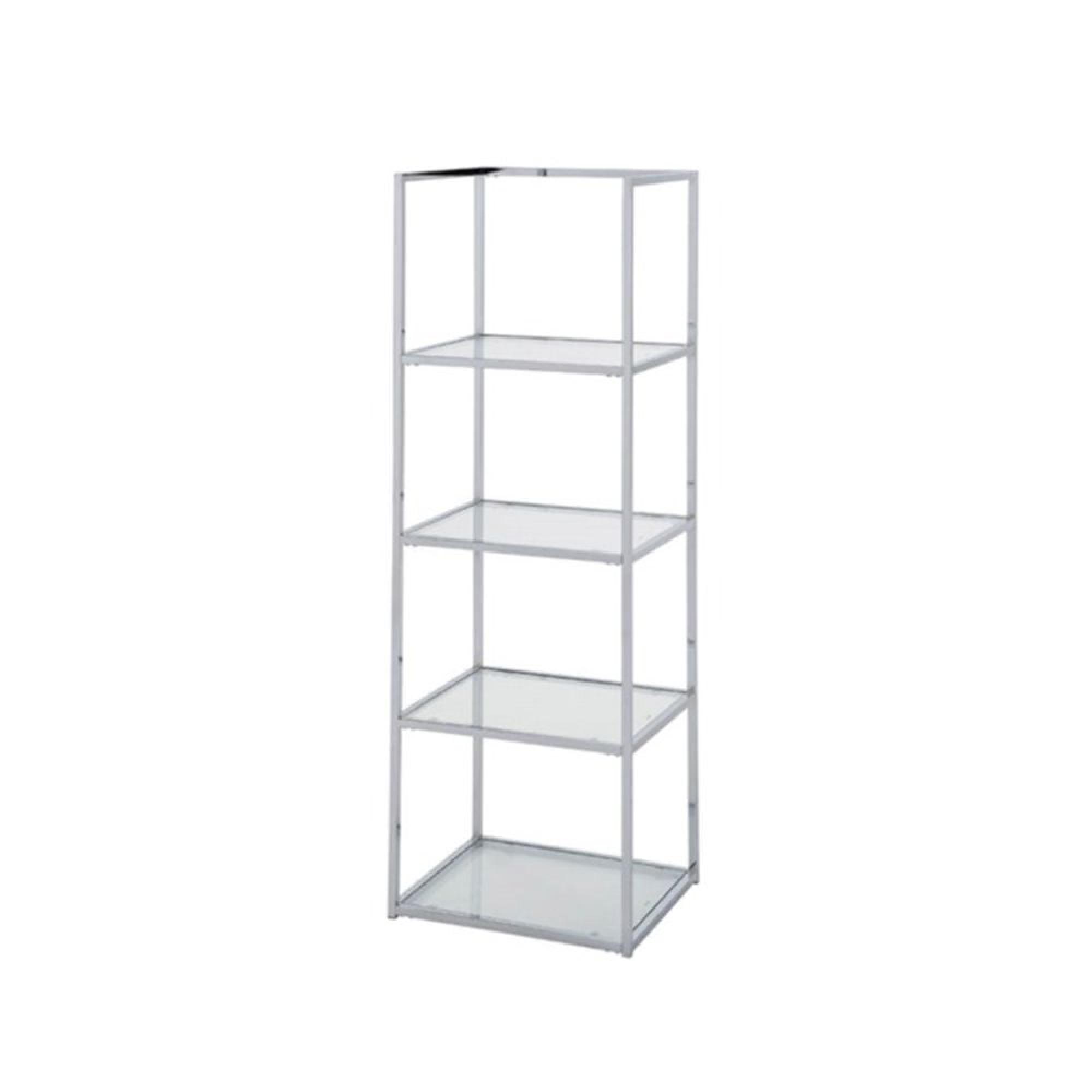 Logan Shelving Unit - Clear Glass and Chrome - Open