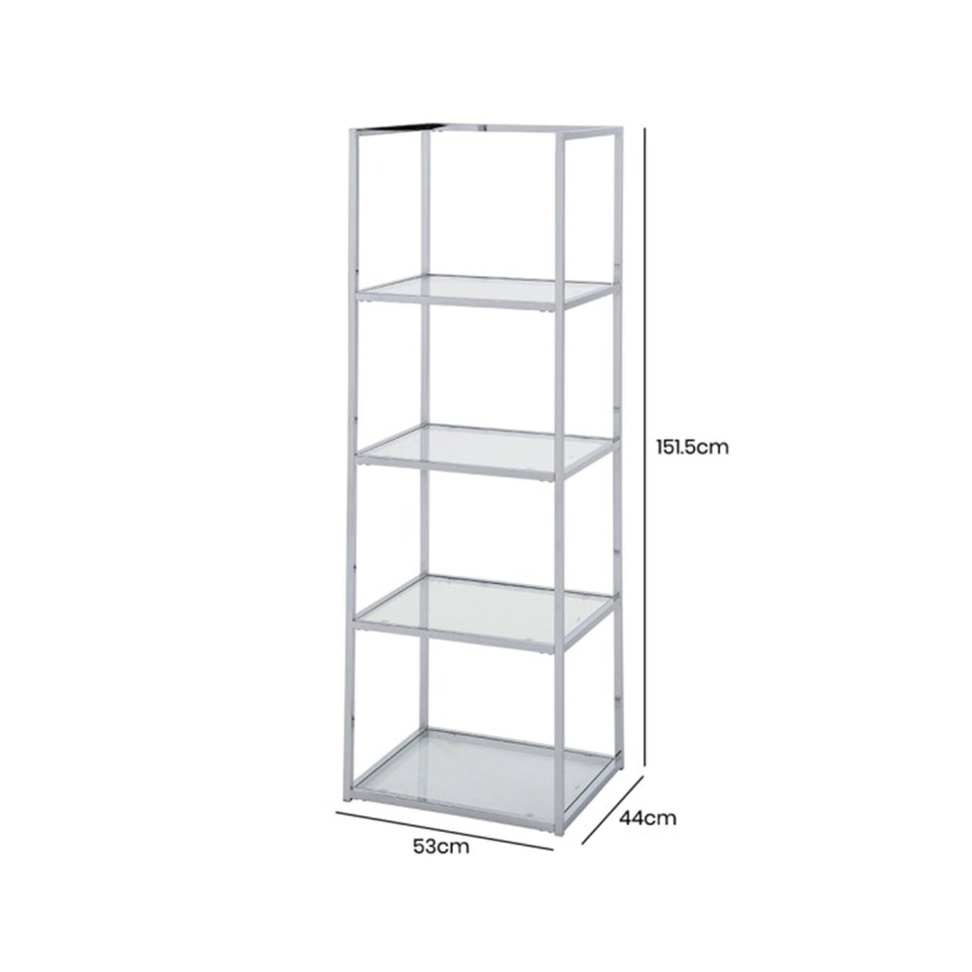 Logan Shelving Unit - Clear Glass and Chrome - Open