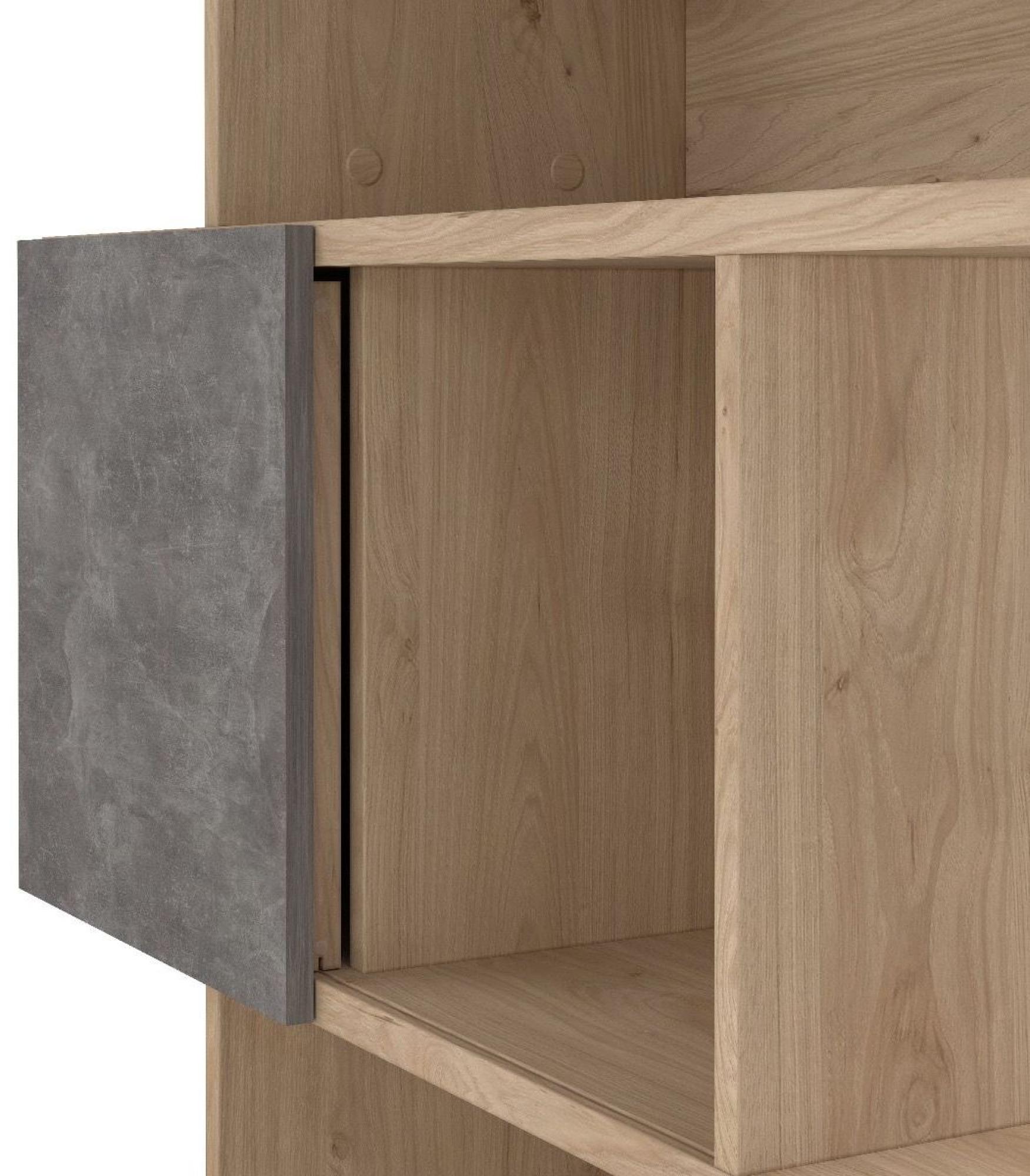 Maze Oak and Concrete Effect Asymmetrical Design Bookcase