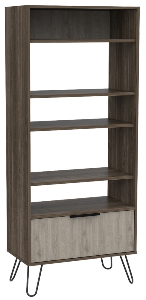 Nevada Bookcase - Grey Oak - Hairpin Legs