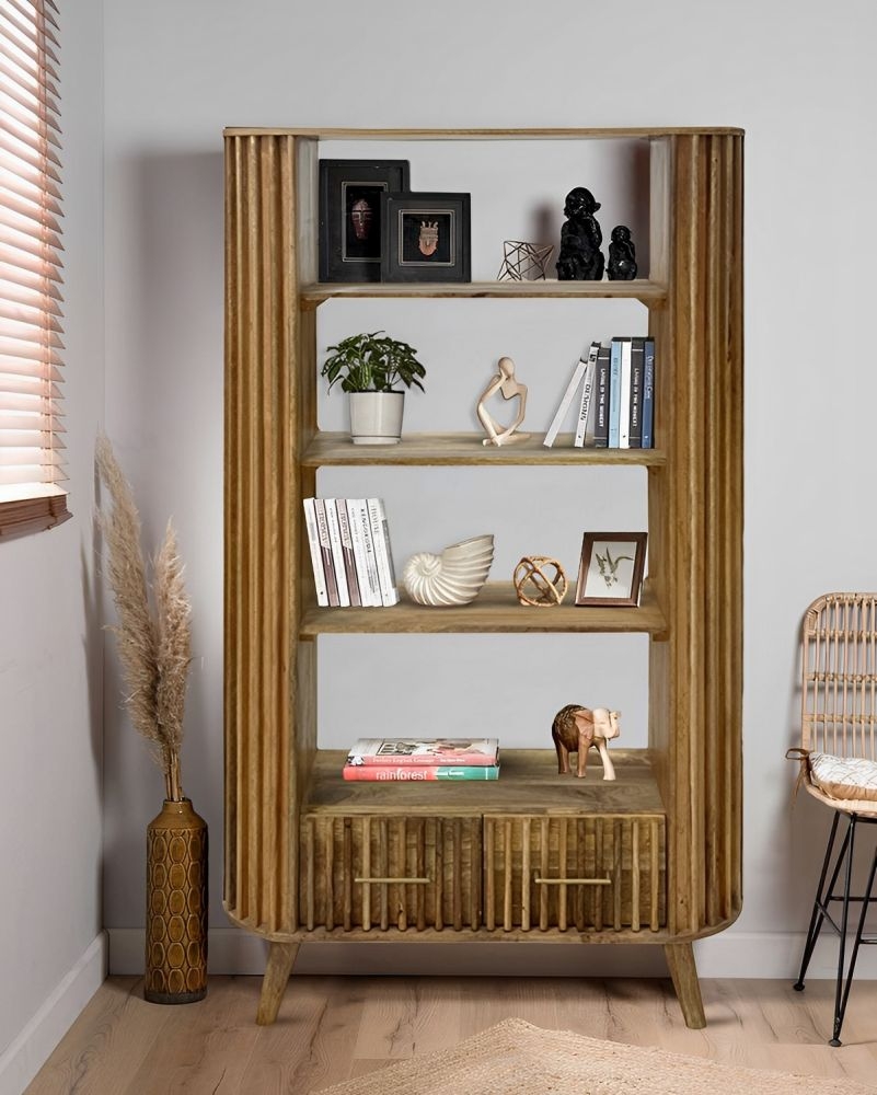 Slated Mango Wood Bookcase