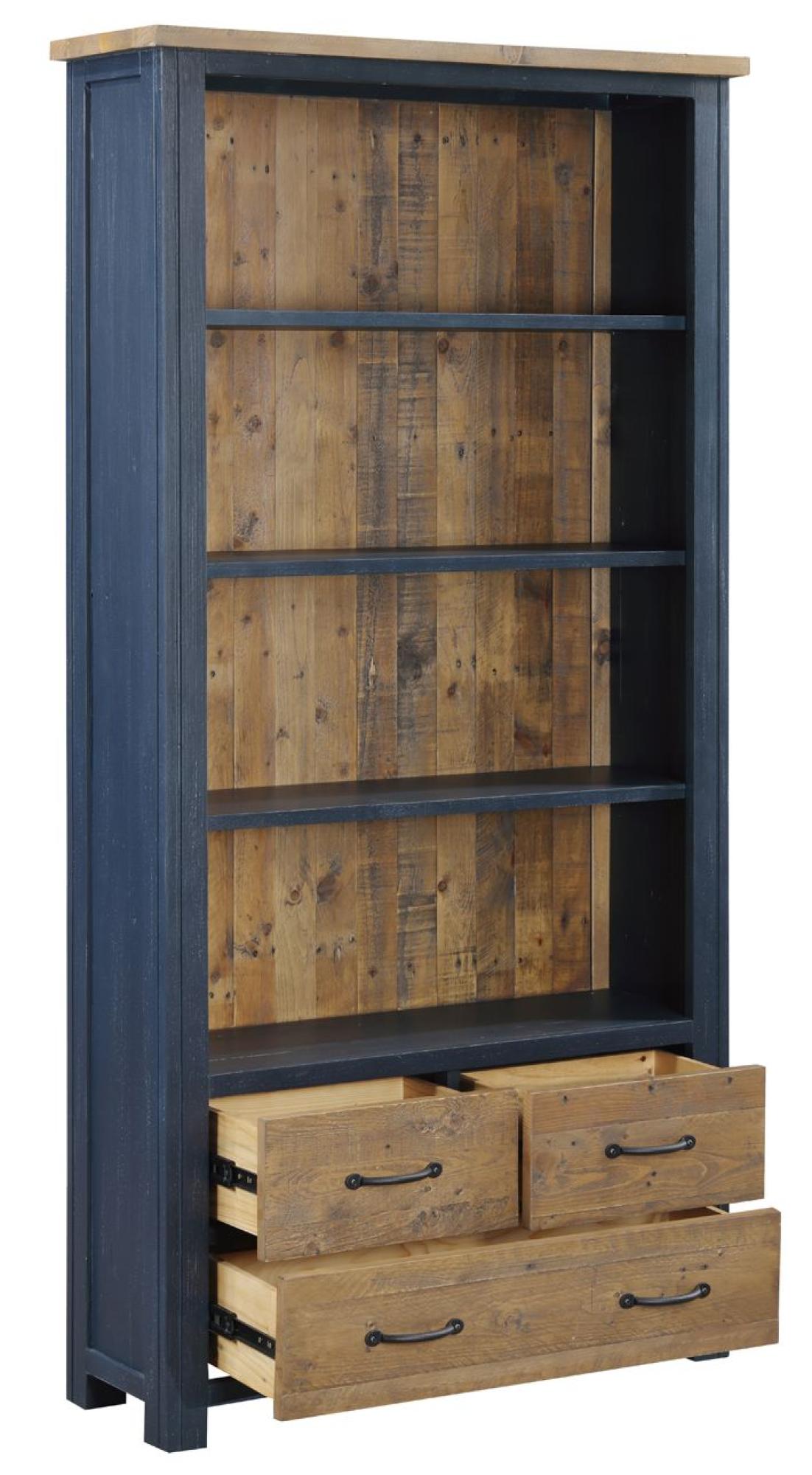 Splash Blue Open Bookcase - Large - 3 Drawer