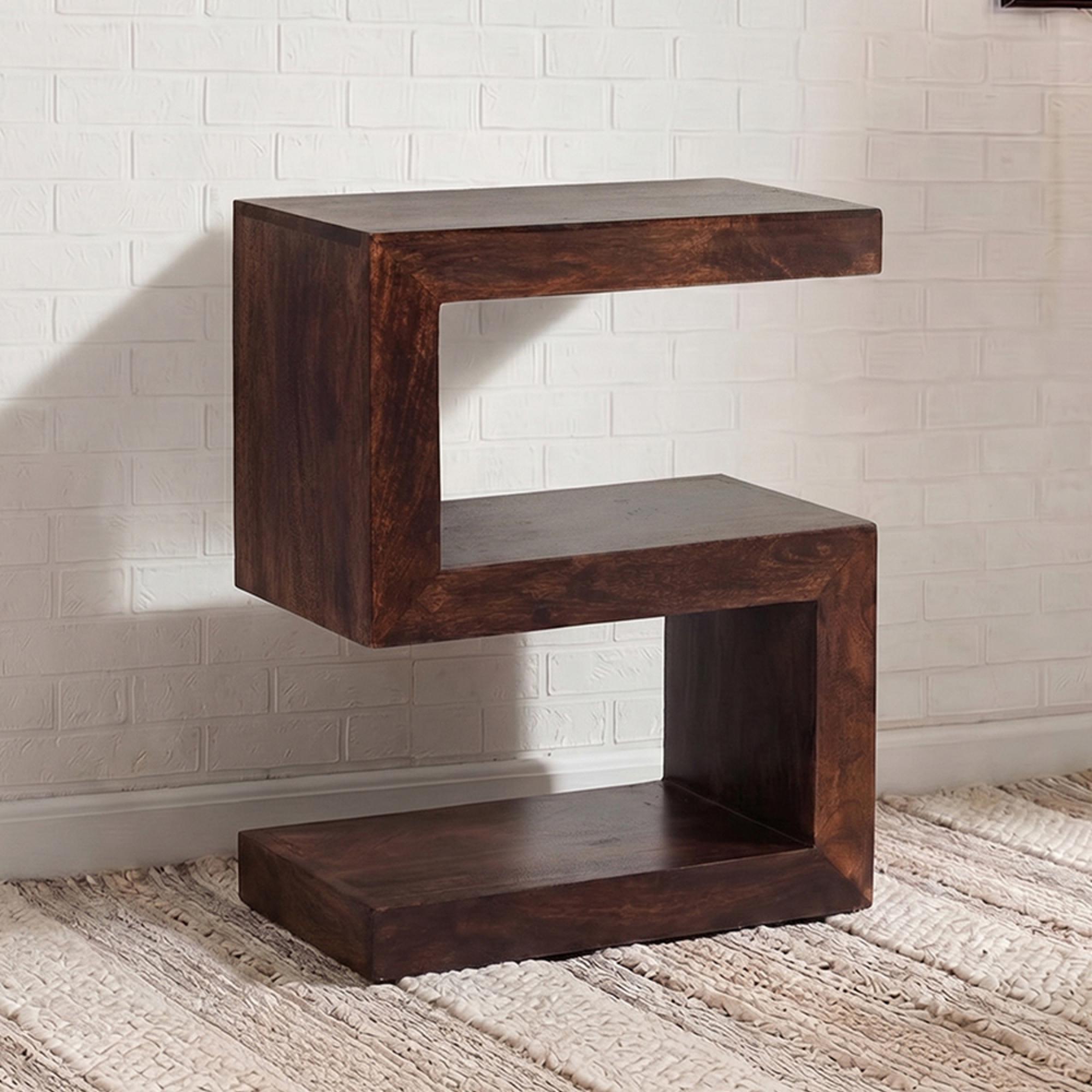Dakota Shelving Unit - S Shape - Dark Mango Wood