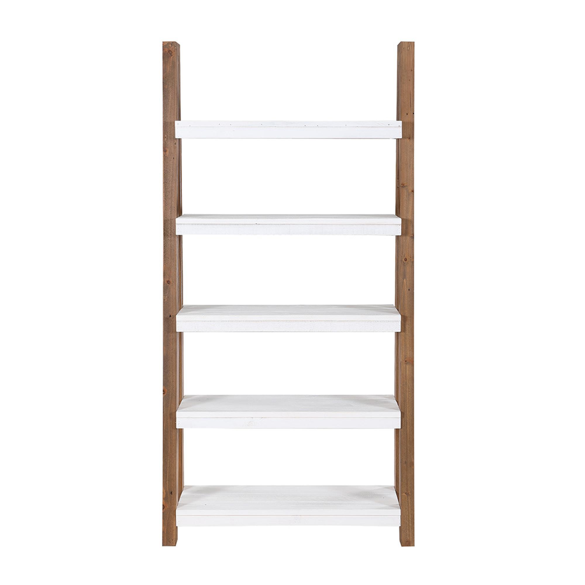 Trinity Reclaimed Wood & White Bookcase - Open