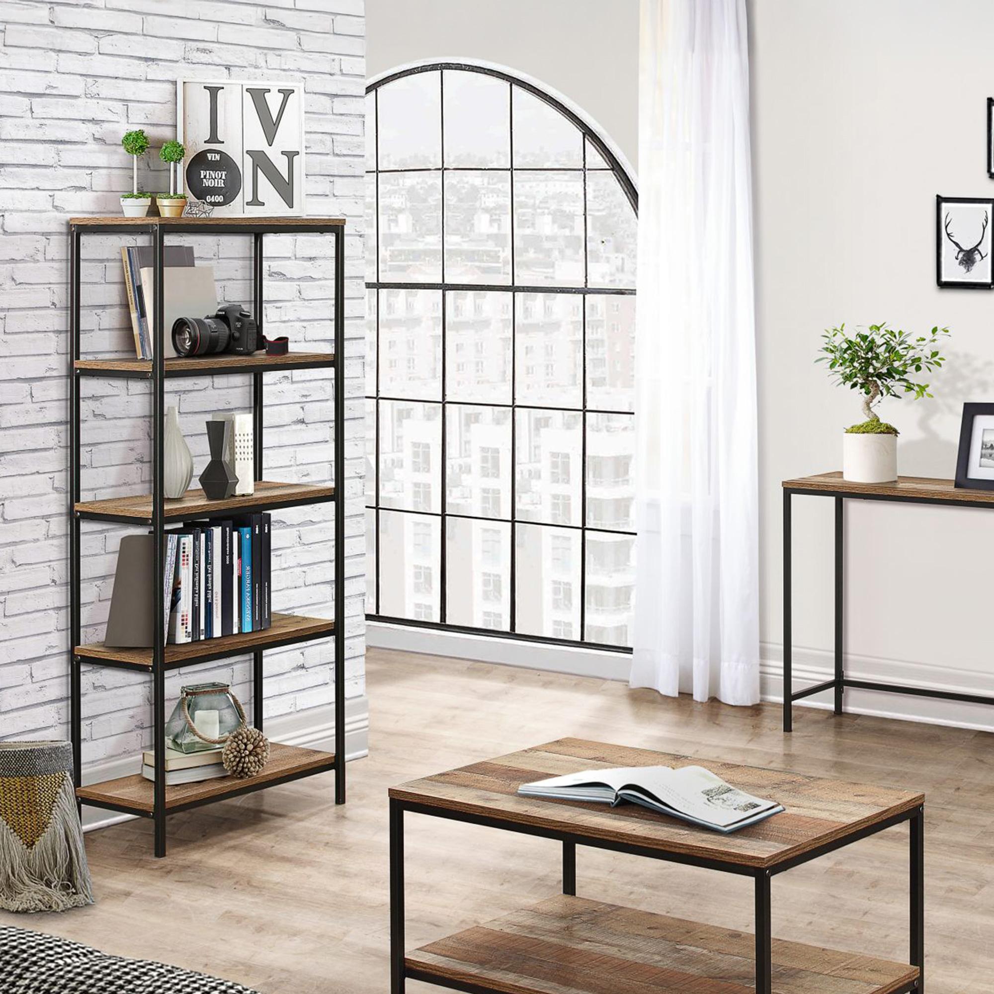 Urban Bookcase - Industrial Style - Tall - Rustic Wood