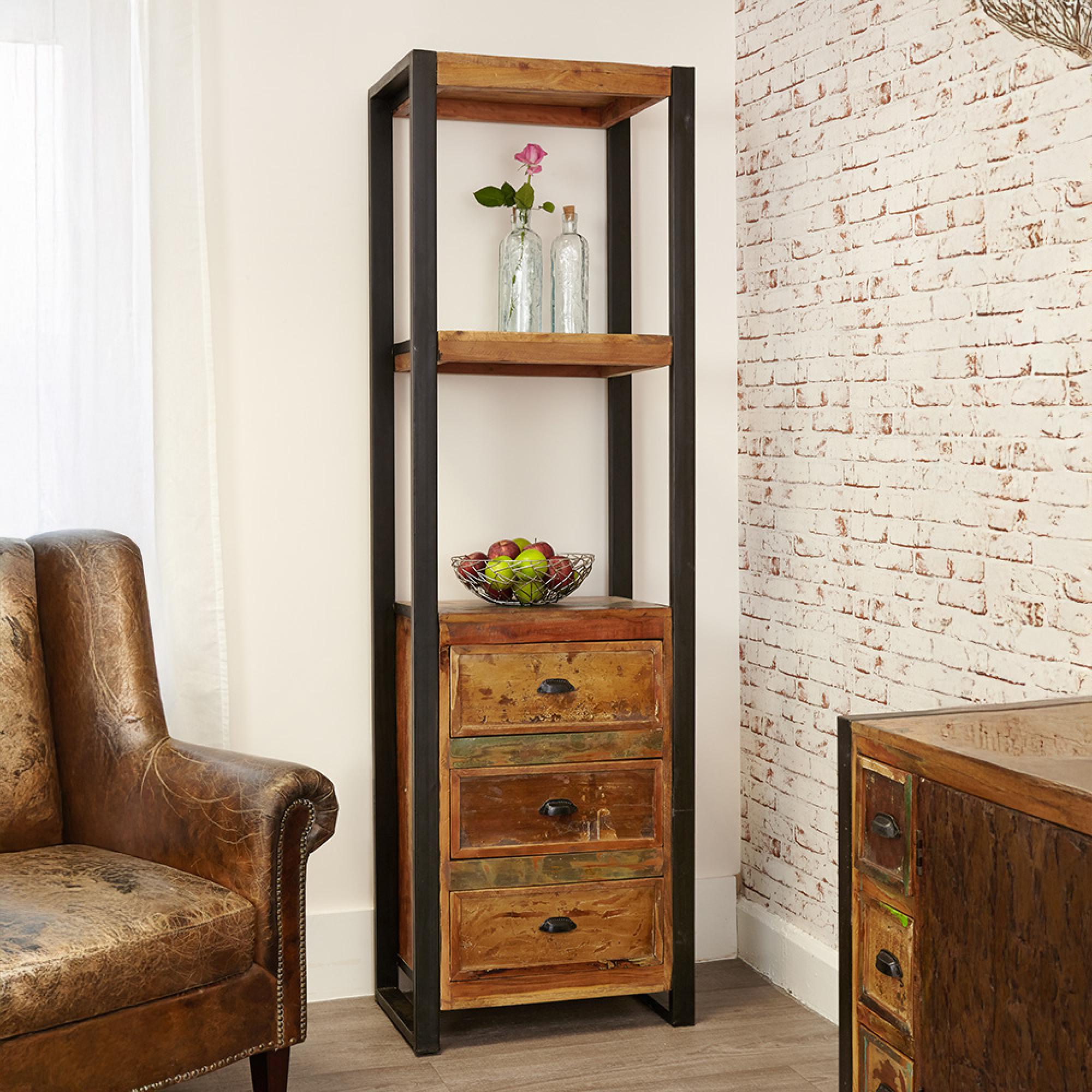 Urban Chic Reclaimed Alcove Bookcase - 3 Drawer