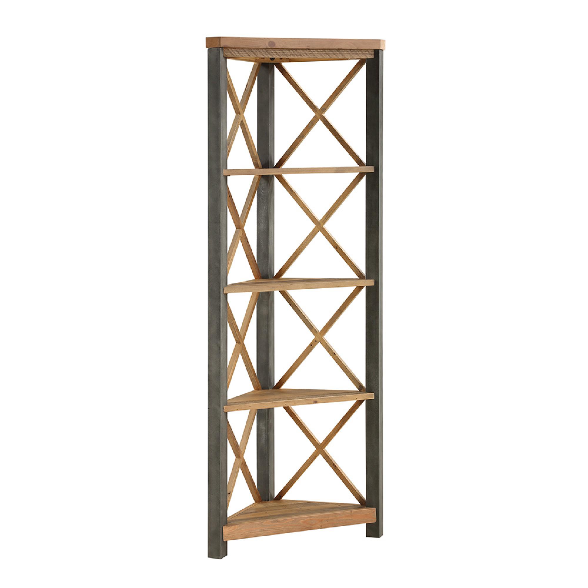 Urban Elegance Reclaimed Wood Corner Bookcase - Large