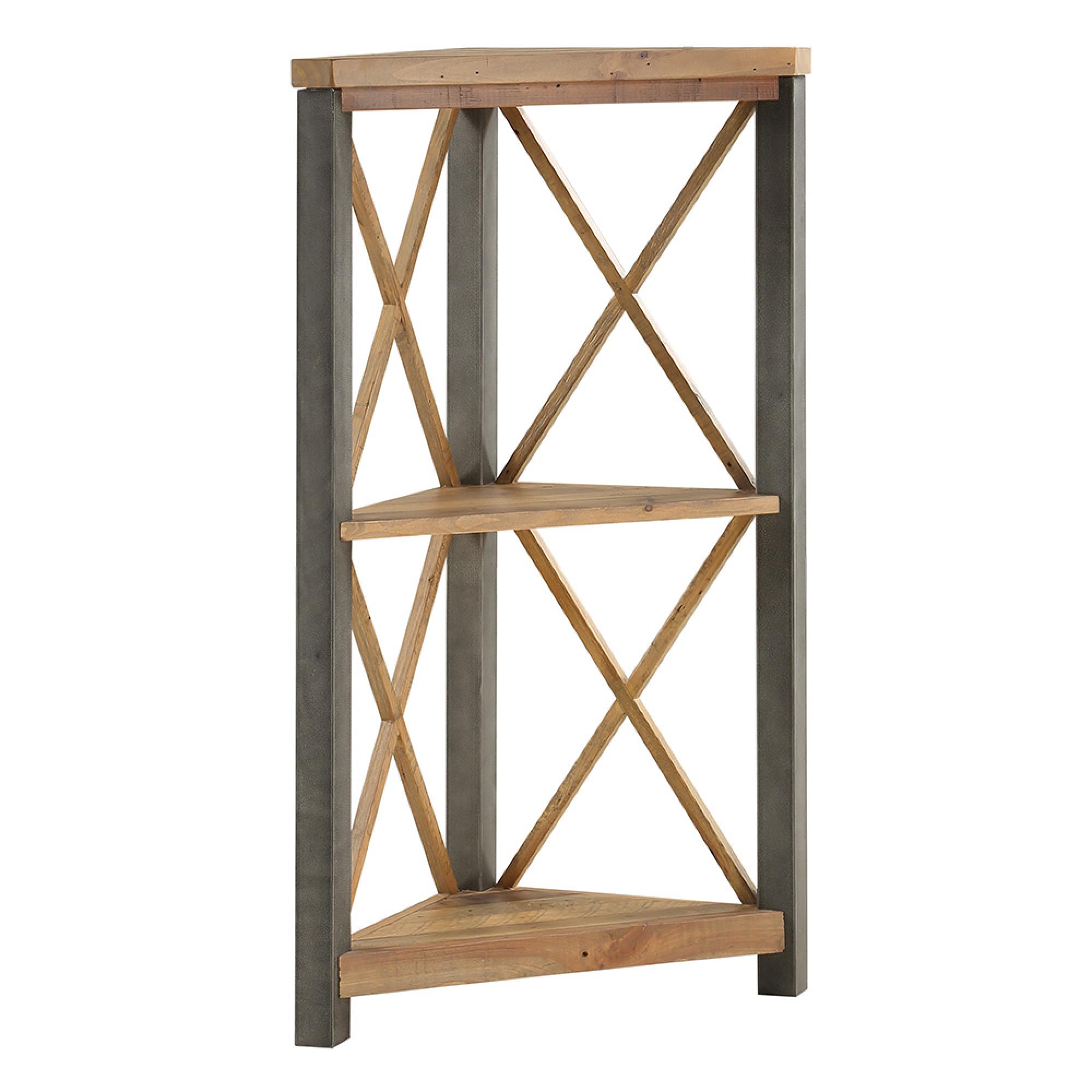 Urban Elegance Reclaimed Wood Corner Bookcase - Small