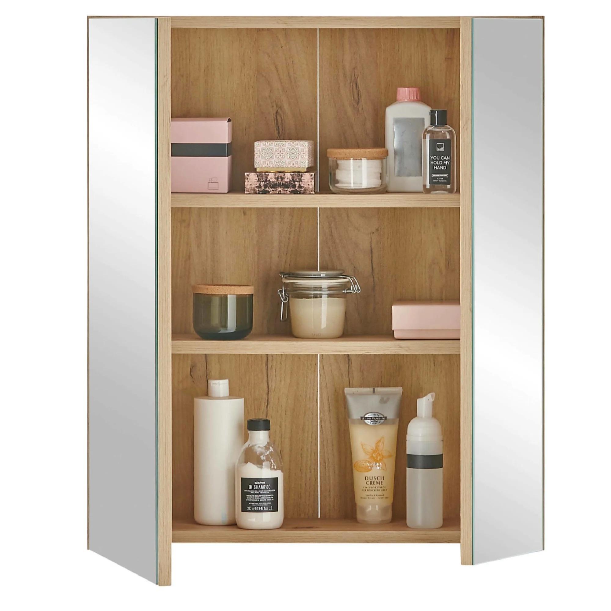 Austin Oak Mirrored Cabinet - 2 Door