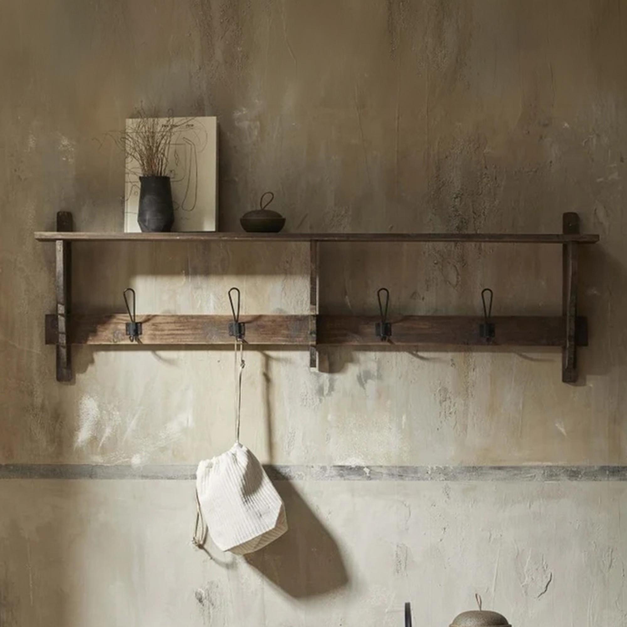 Caroni Coat Rack - Shelf with 4 Hooks - Natural