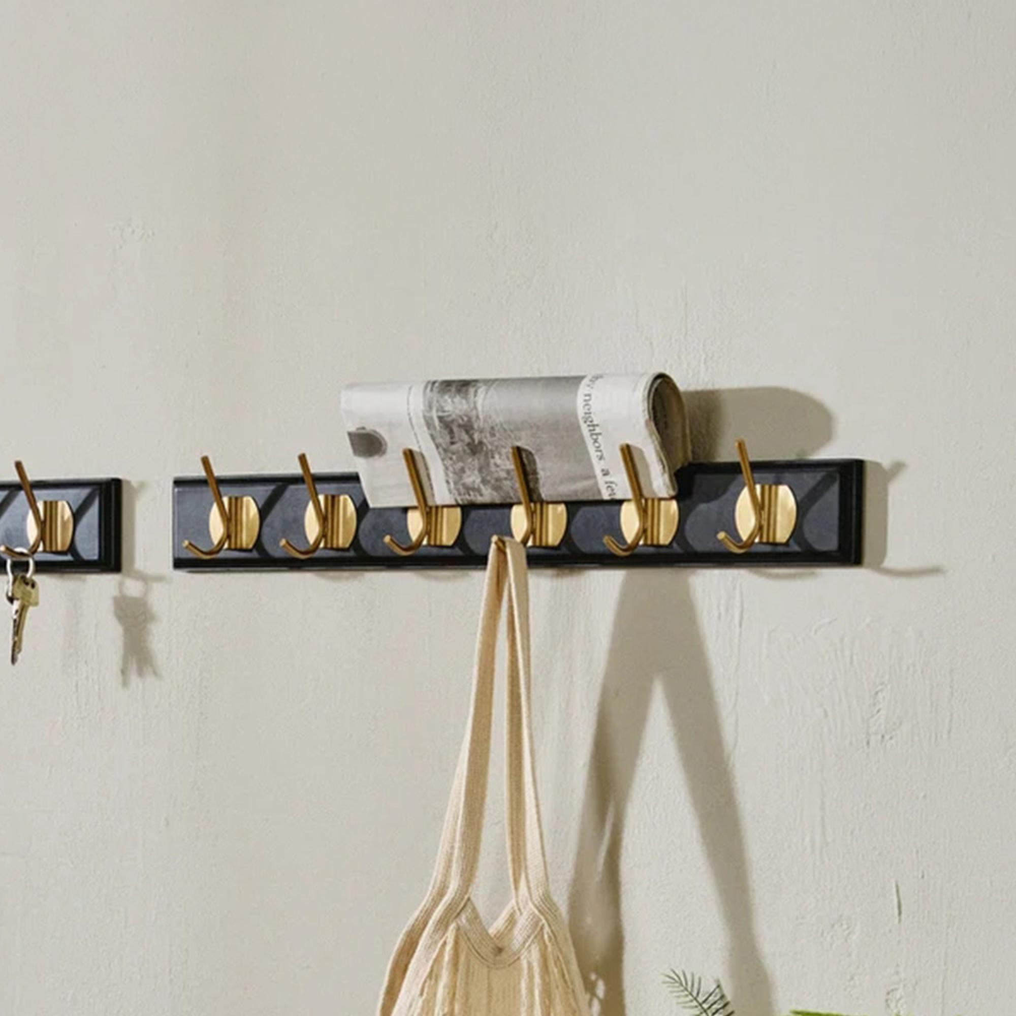 Edgy Coat Rack - Set of 2 - 6 Hooks - Black