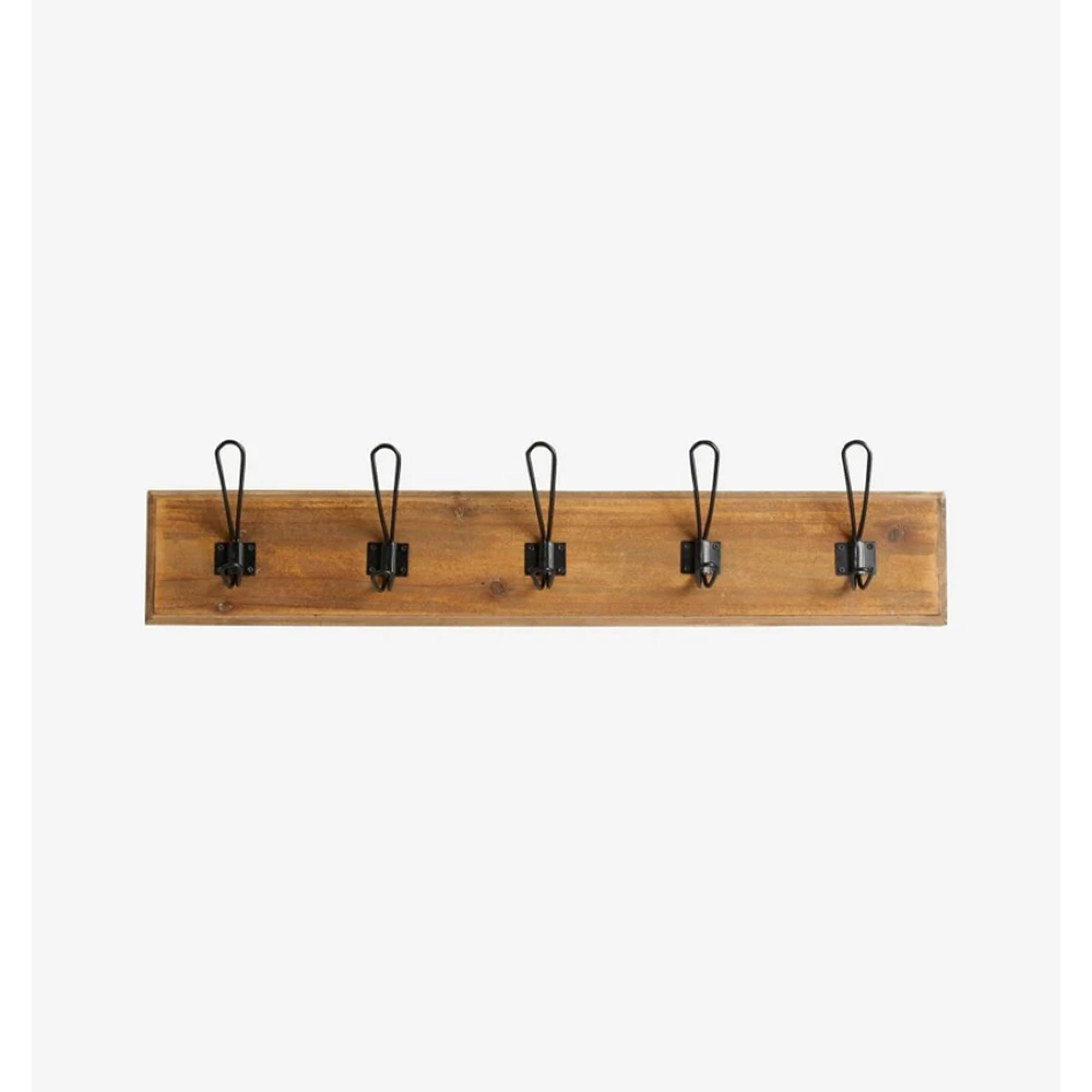 Caroni Coat Rack - Set of 2 - 5 Hooks - Natural