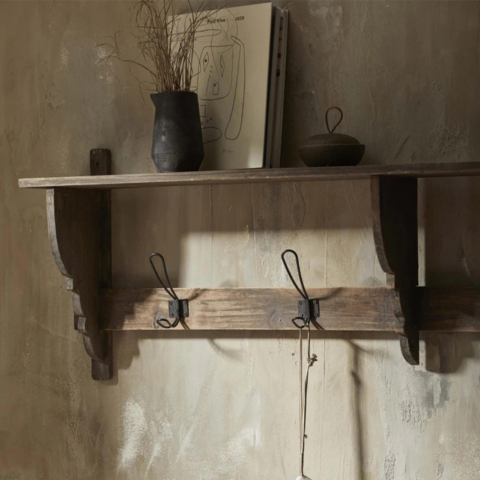 Caroni Coat Rack - Shelf with 4 Hooks - Natural