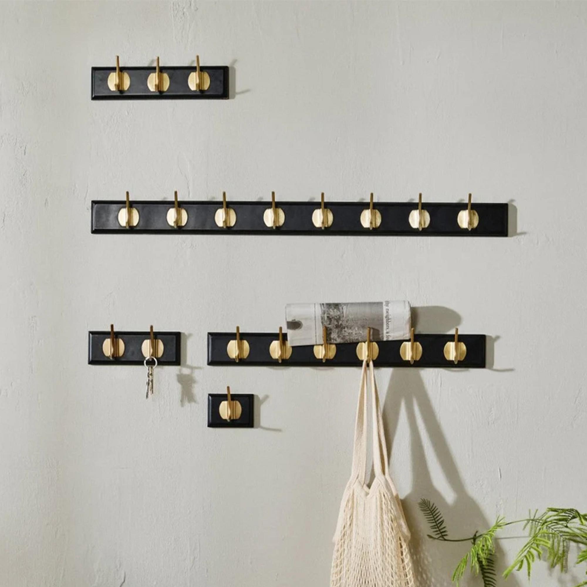 Edgy Coat Rack - Set of 2 - 6 Hooks - Black