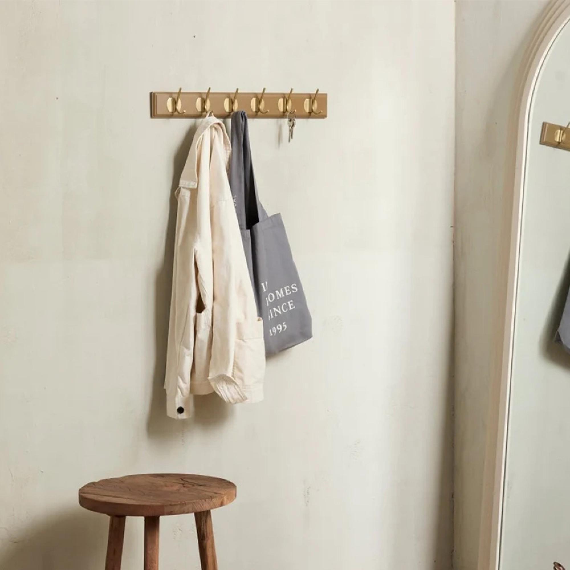 Edgy Coat Rack - Set of 2 - 6 Hooks - Brown