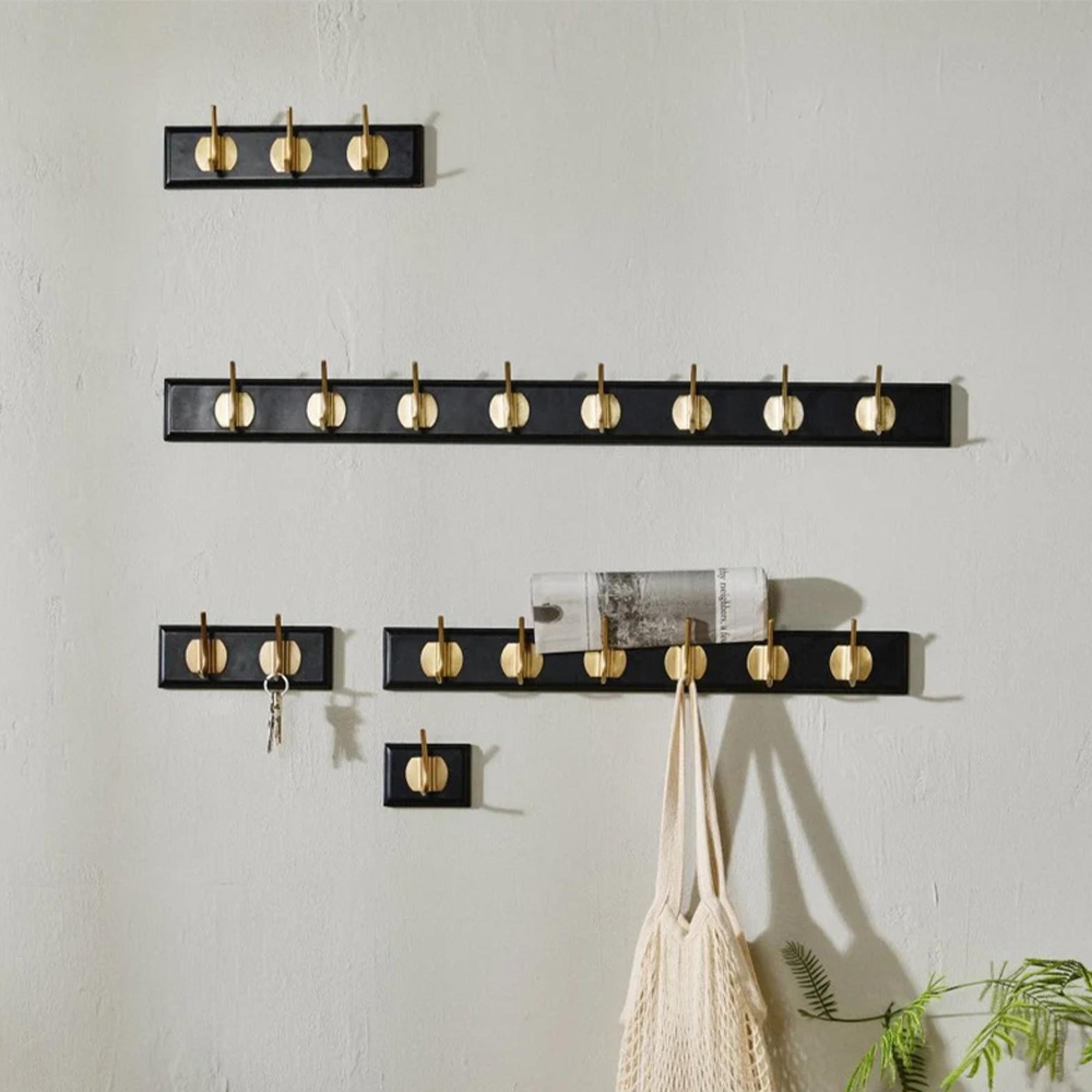 Edgy Coat Rack - Set of 4 - 3 Hooks - Black