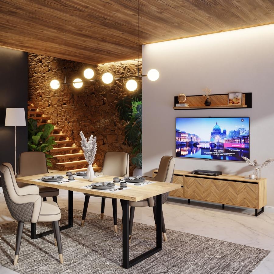 Chevron Oak Effect Wall Shelf