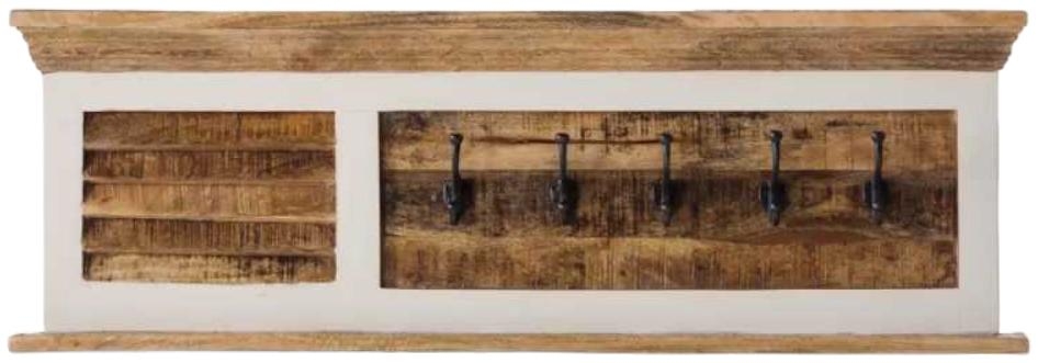 Coastal White and Wood Wall Coat Hook Hanger