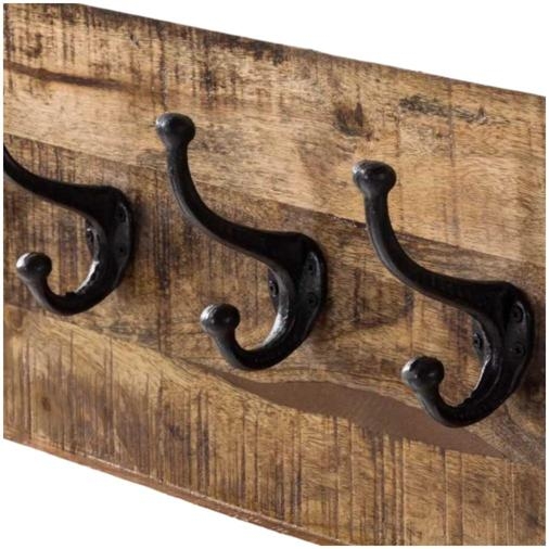 Coastal White and Wood Wall Coat Hook Hanger