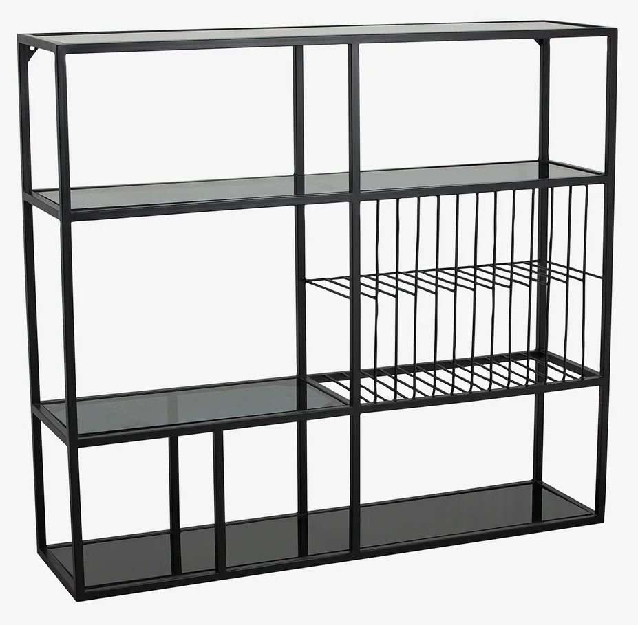 Rur Black Glass Wall Shelf