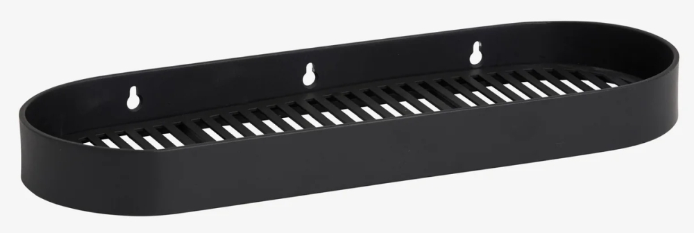 Sotra Grooves Black Stainless Steel Wall Shelf