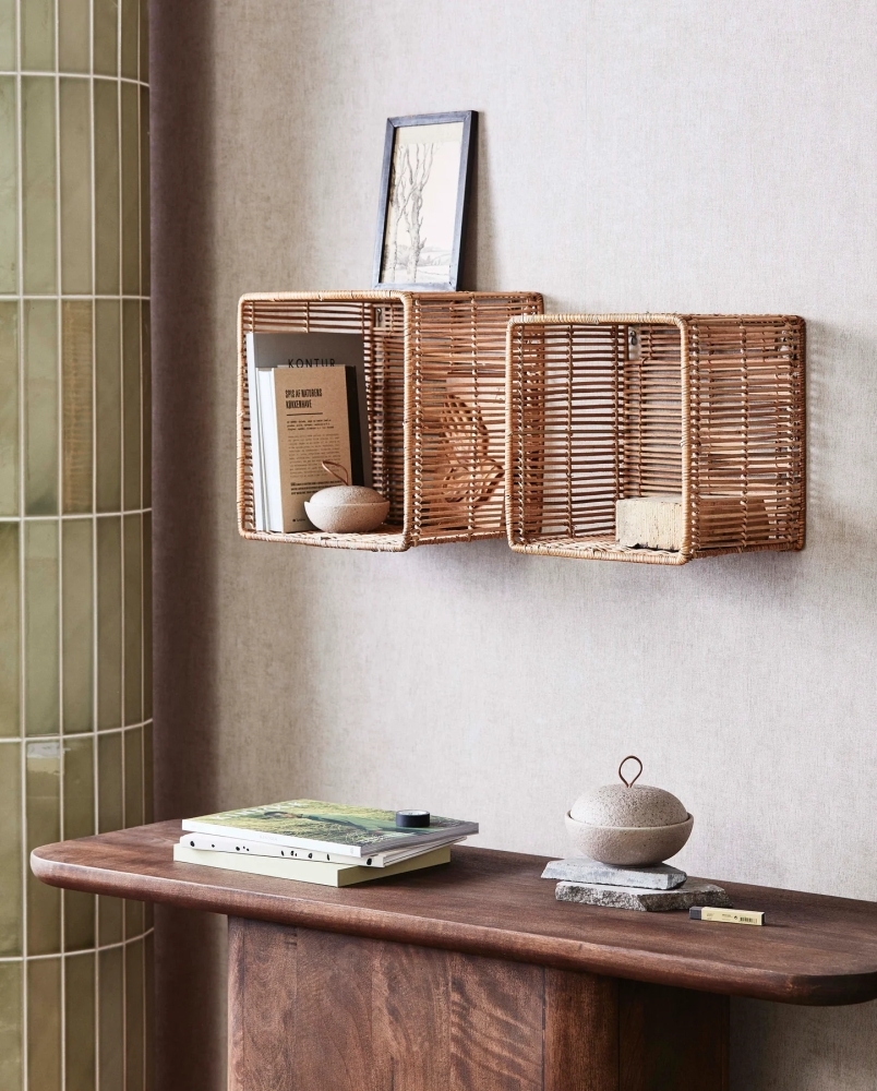 Zeya Wall Shelves - Set of 2 - Storage - Rattan