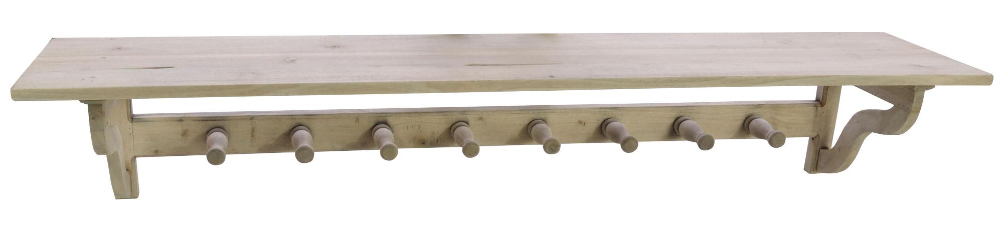 Vintage Mahogany Wall Coat Rack with Shelf