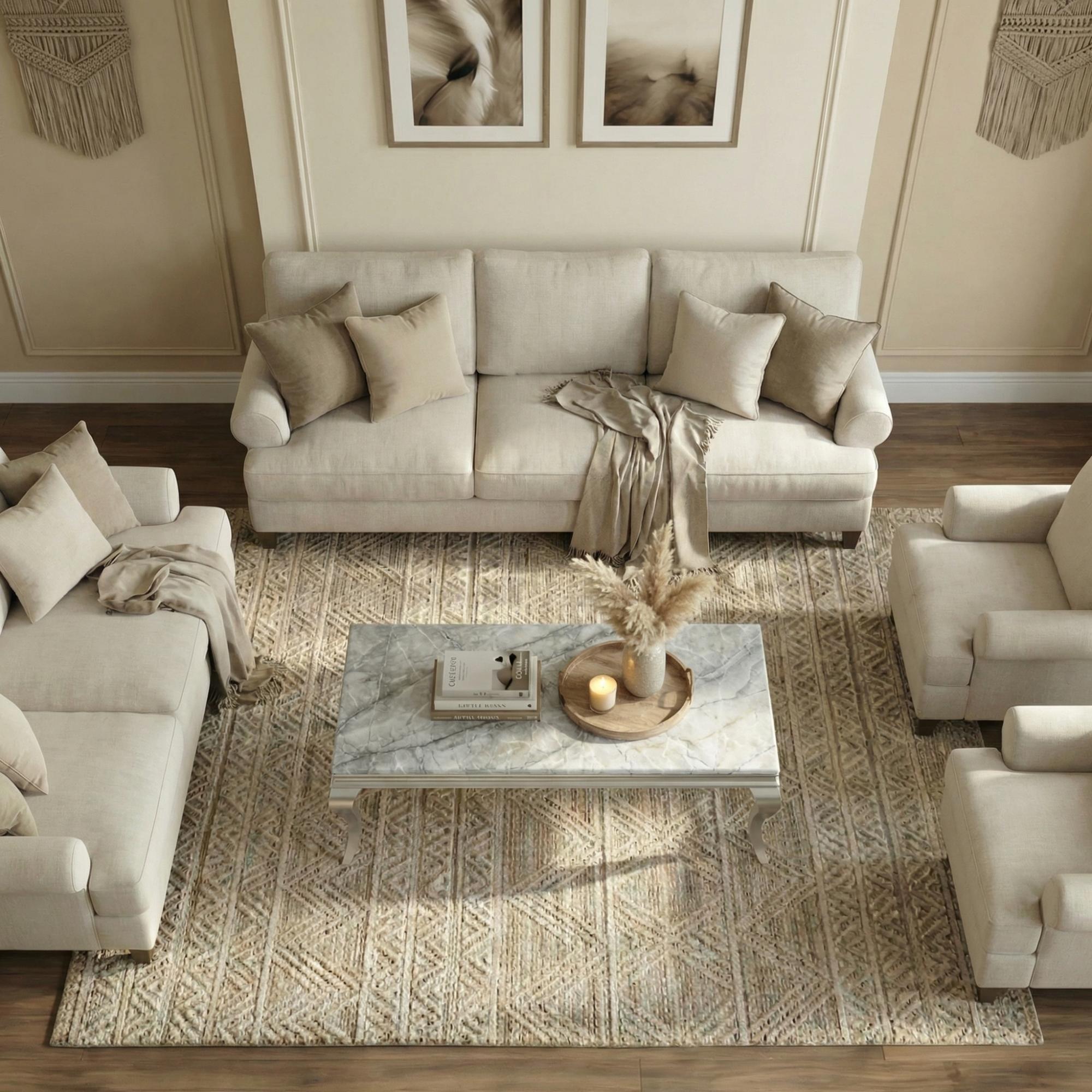 Louis Coffee Table - Grey Marble & Chrome