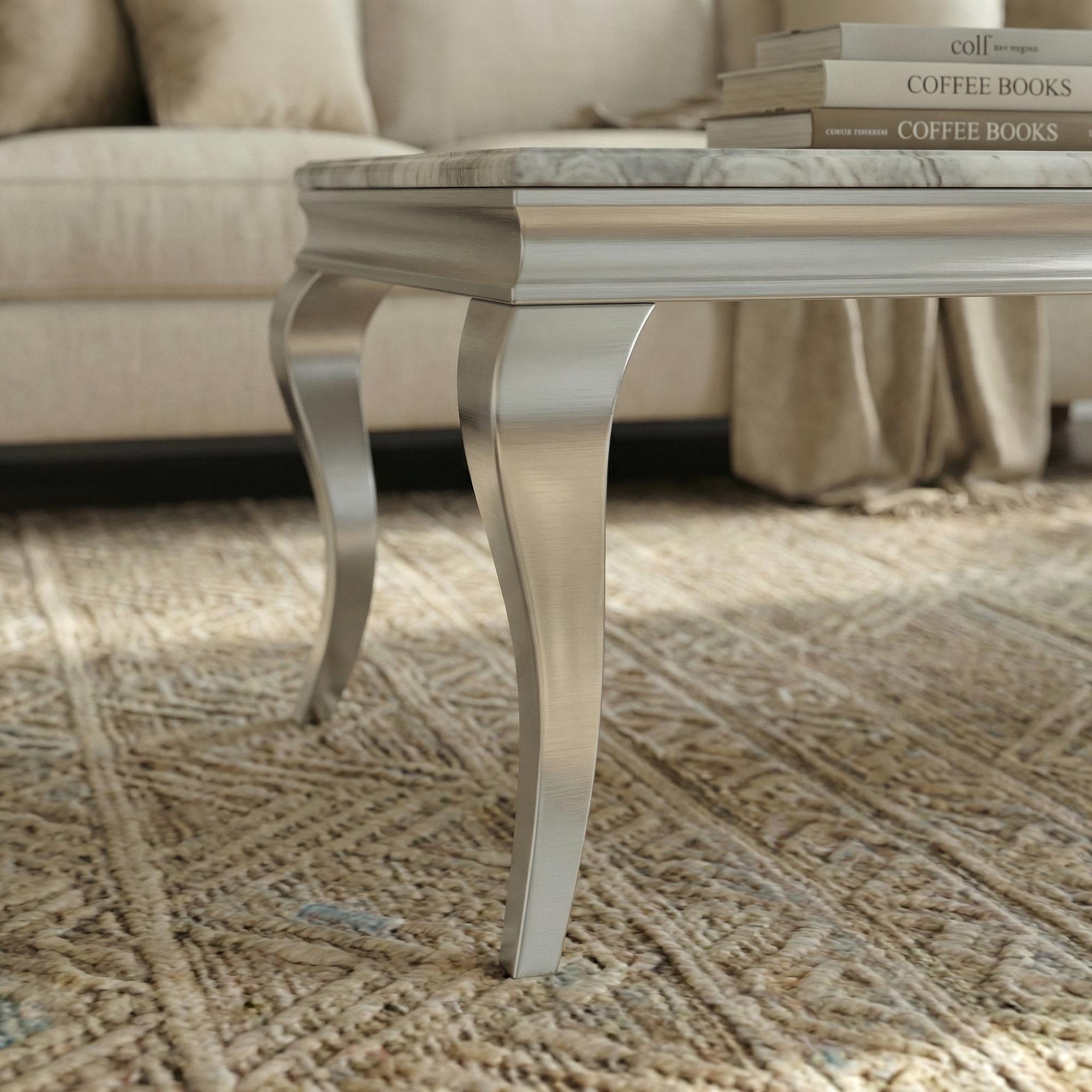 Louis Coffee Table - Grey Marble & Chrome