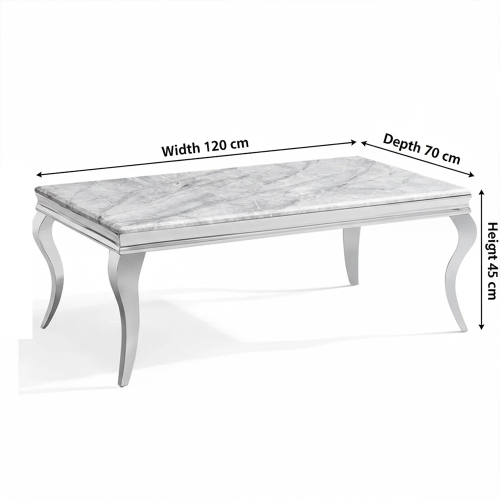 Louis Coffee Table - Grey Marble & Chrome