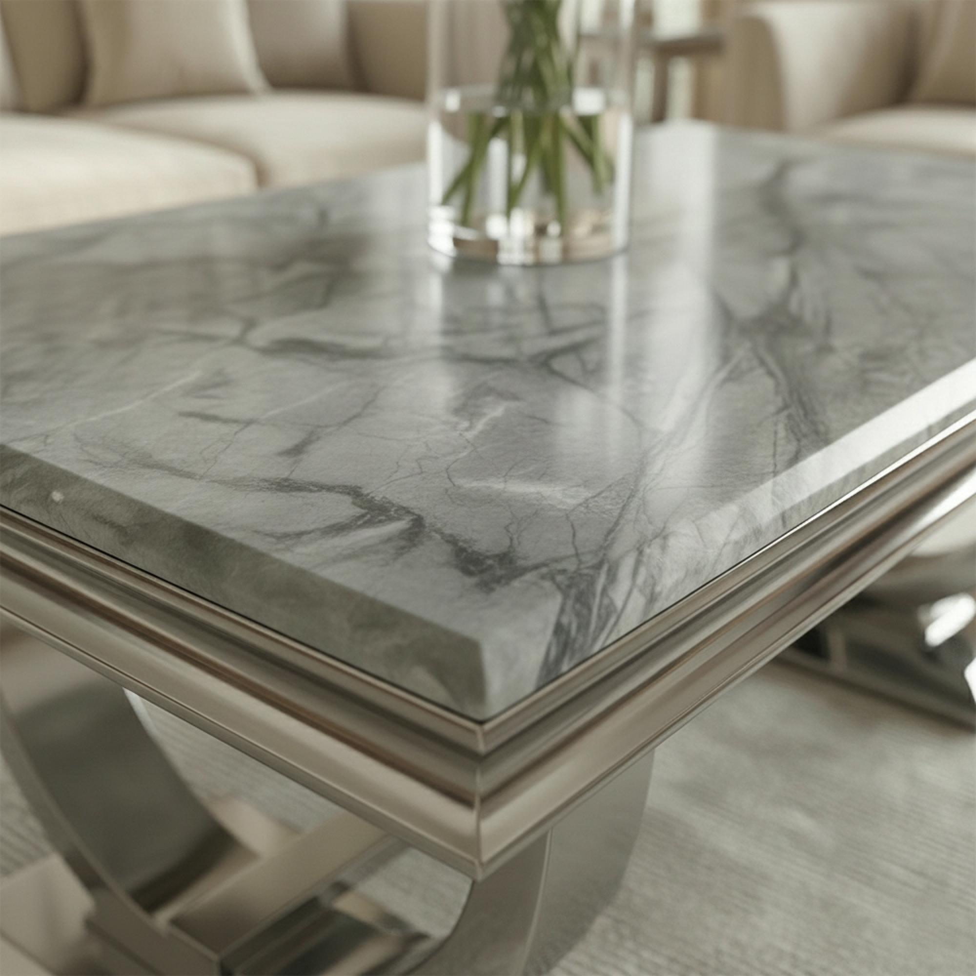 Glacier Coffee Table - Grey Marble & Chrome