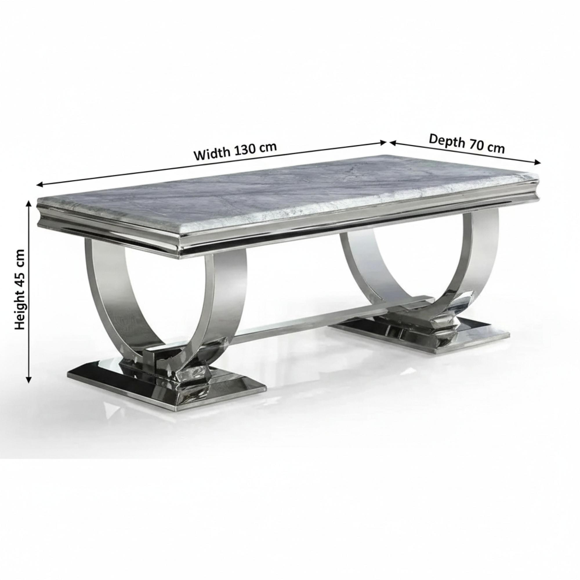 Glacier Coffee Table - Grey Marble & Chrome