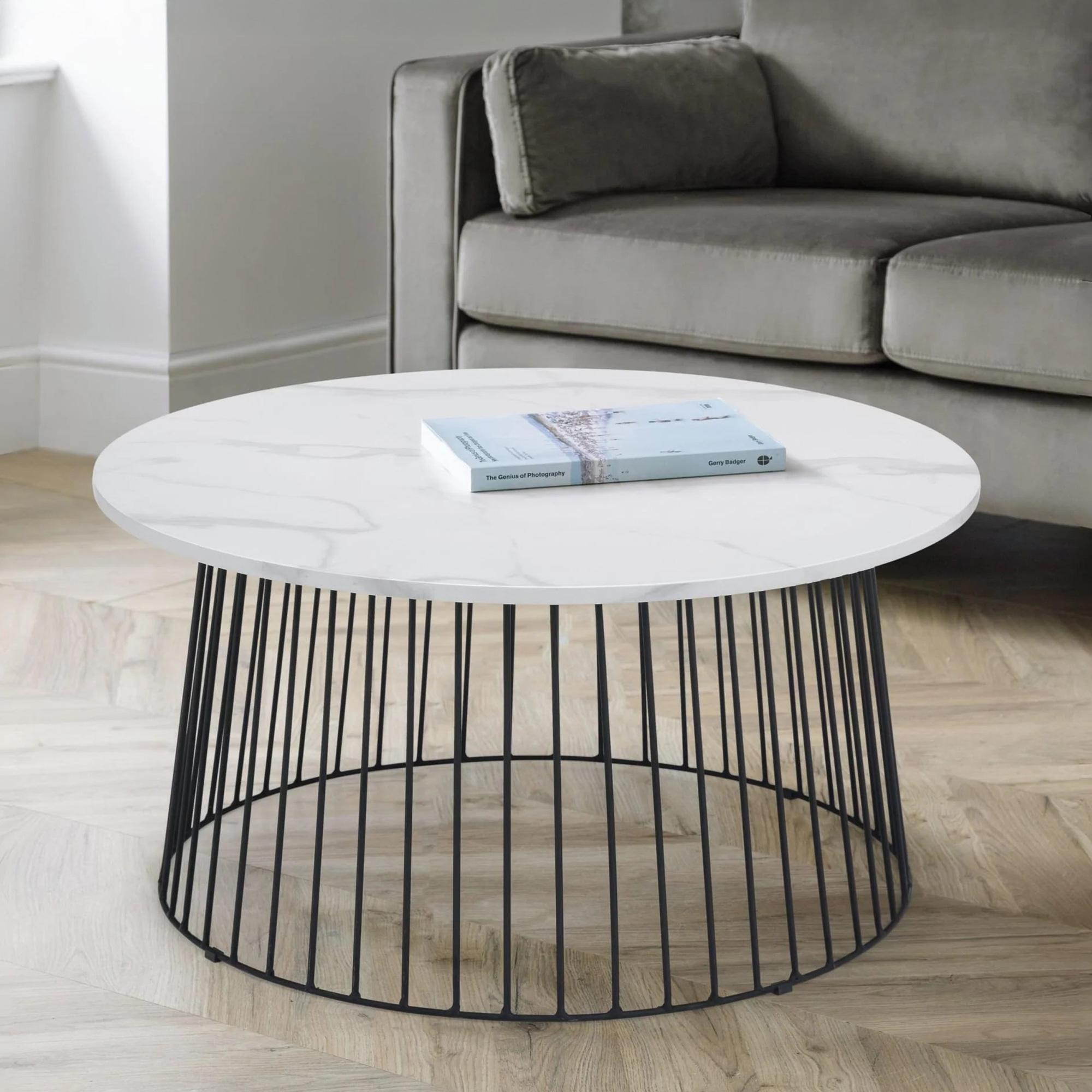 Broadway Coffee Table - Round - White Marble Effect