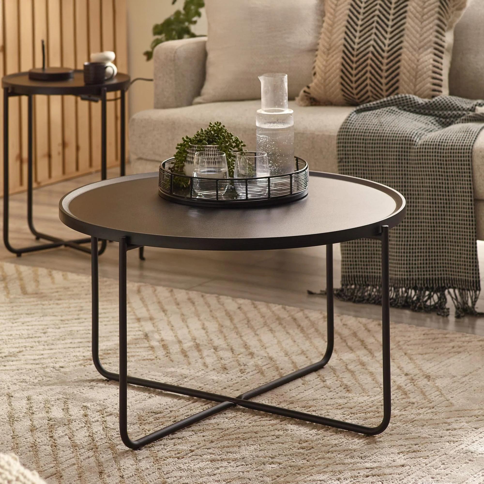 Sagrada Coffee Table Set - Round - Black Metal