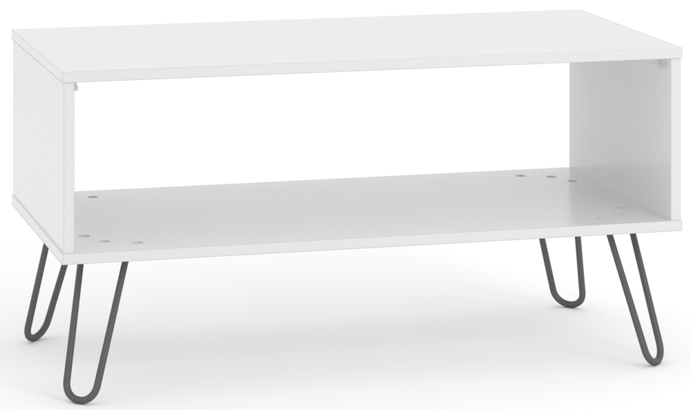 Augusta Open Coffee Table - White - Hairpin Legs
