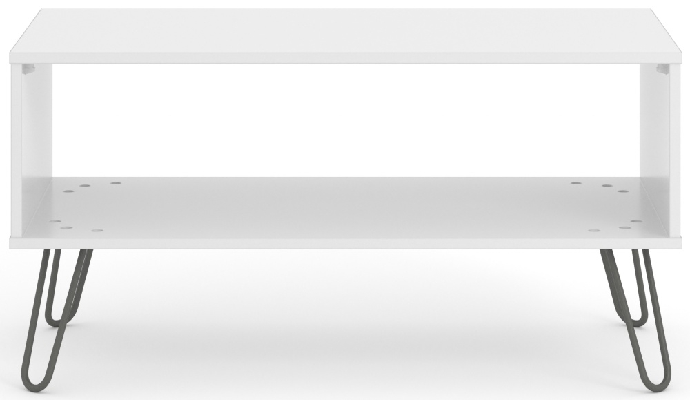 Augusta Open Coffee Table - White - Hairpin Legs